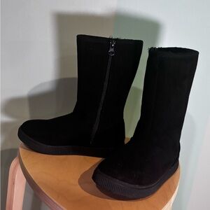 Girls size 1 Black Suede Mid-Calf Boots